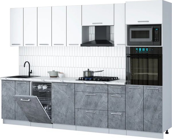 Кухонный гарнитур Интерлиния Мила Gloss 3.0-ПМ3 - фото
