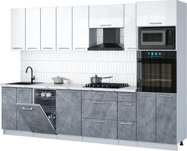 Кухонный гарнитур Интерлиния Мила Gloss 3.0-ПМ3 - фото