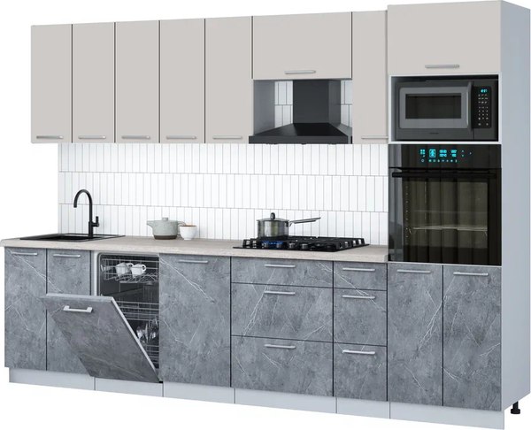 Кухонный гарнитур Интерлиния Мила Gloss 3.0-ПМ3 - фото