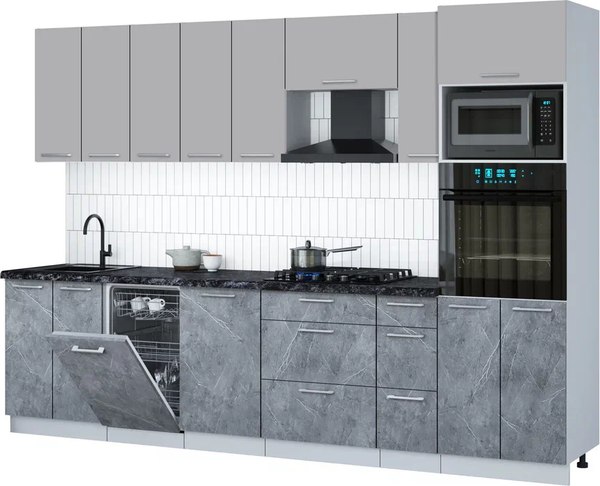 Кухонный гарнитур Интерлиния Мила Gloss 3.0-ПМ3 - фото