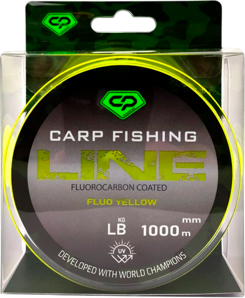 Леска флюорокарбоновая Carp Pro Fluorocarbon Coated Fluo Yellow 1000м / CP5110-035 - фото