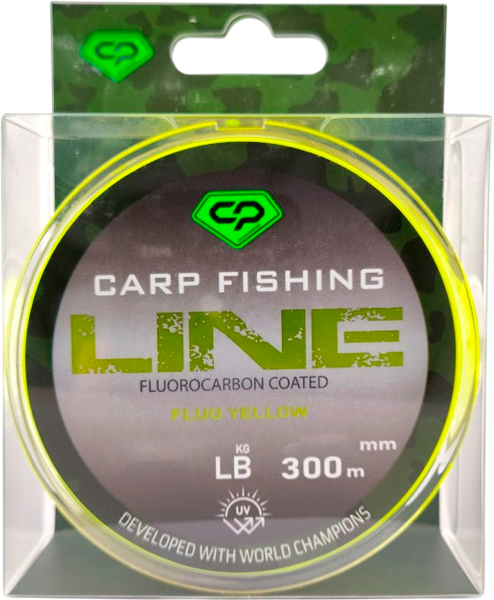 Леска флюорокарбоновая Carp Pro Fluorocarbon Coated Fluo Yellow 300м / CP5103-025 - фото