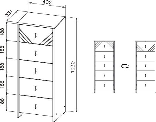Комод Mio Tesoro Байкал 5 ящиков