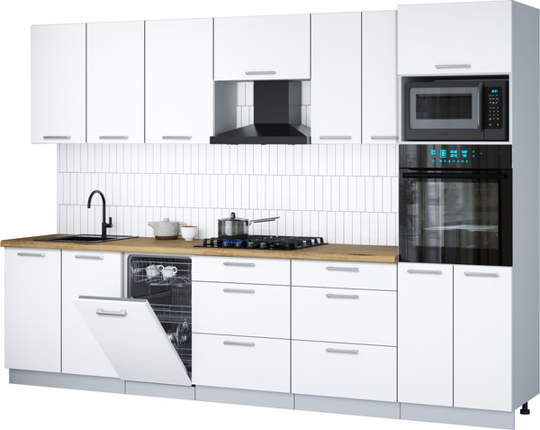 Кухонный гарнитур Интерлиния Мила Gloss 3.05-ПМ3 - фото