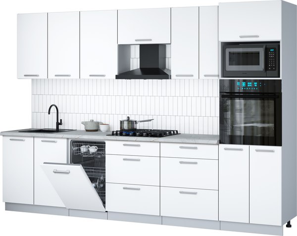 Кухонный гарнитур Интерлиния Мила Gloss 3.05-ПМ3 - фото
