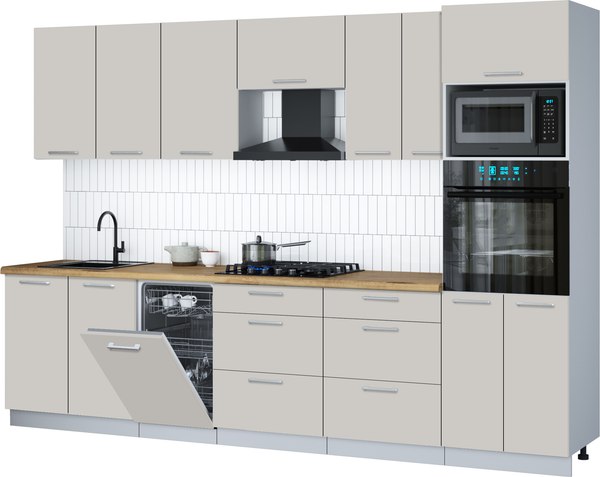 Кухонный гарнитур Интерлиния Мила Gloss 3.05-ПМ3 - фото