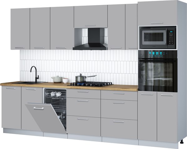 Кухонный гарнитур Интерлиния Мила Gloss 3.05-ПМ3 - фото