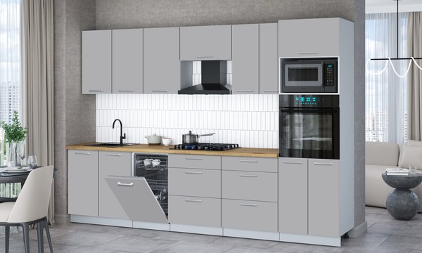 Кухонный гарнитур Интерлиния Мила Gloss 3.05-ПМ3