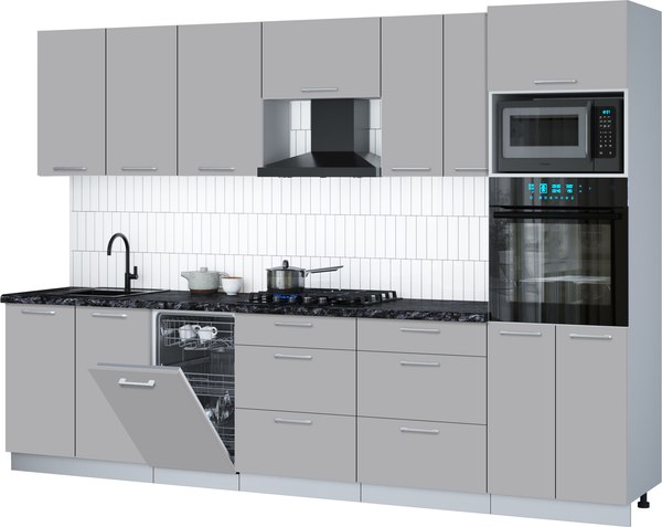 Кухонный гарнитур Интерлиния Мила Gloss 3.05-ПМ3 - фото