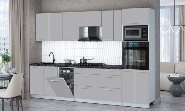 Кухонный гарнитур Интерлиния Мила Gloss 3.05-ПМ3