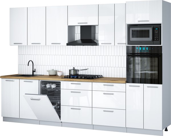 Кухонный гарнитур Интерлиния Мила Gloss 3.05-ПМ3 - фото