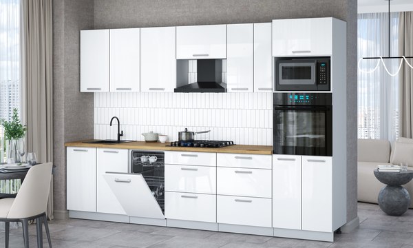 Кухонный гарнитур Интерлиния Мила Gloss 3.05-ПМ3