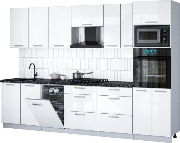Кухонный гарнитур Интерлиния Мила Gloss 3.05-ПМ3 - фото