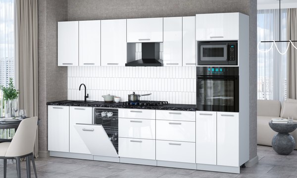 Кухонный гарнитур Интерлиния Мила Gloss 3.05-ПМ3