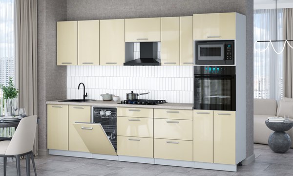 Кухонный гарнитур Интерлиния Мила Gloss 3.05-ПМ3