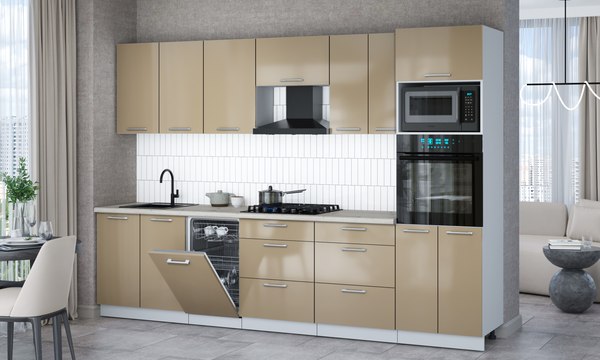 Кухонный гарнитур Интерлиния Мила Gloss 3.05-ПМ3