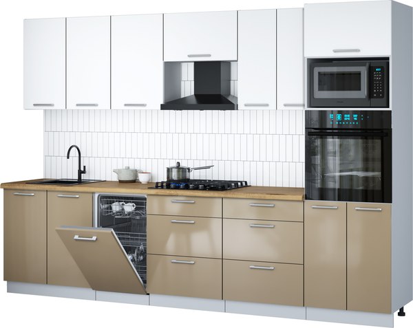 Кухонный гарнитур Интерлиния Мила Gloss 3.05-ПМ3 - фото