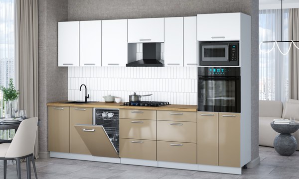 Кухонный гарнитур Интерлиния Мила Gloss 3.05-ПМ3