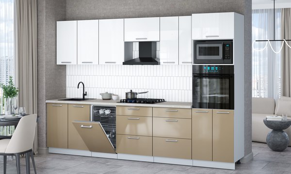 Кухонный гарнитур Интерлиния Мила Gloss 3.05-ПМ3