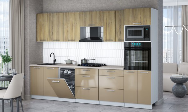 Кухонный гарнитур Интерлиния Мила Gloss 3.05-ПМ3