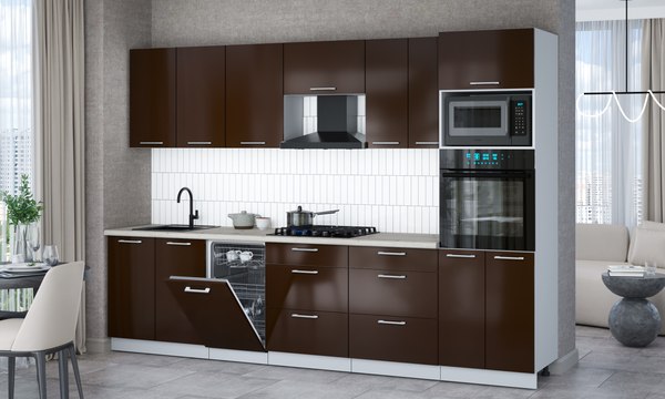 Кухонный гарнитур Интерлиния Мила Gloss 3.05-ПМ3