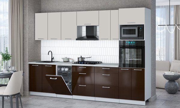 Кухонный гарнитур Интерлиния Мила Gloss 3.05-ПМ3