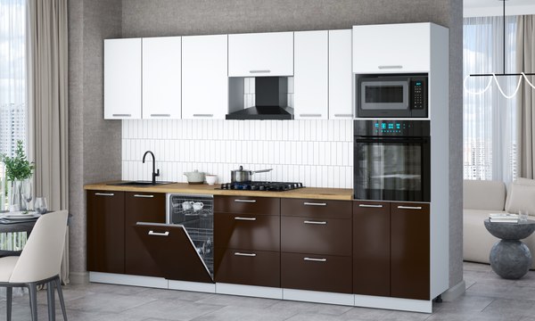 Кухонный гарнитур Интерлиния Мила Gloss 3.05-ПМ3