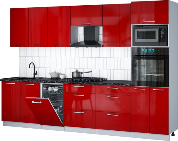 Кухонный гарнитур Интерлиния Мила Gloss 3.05-ПМ3 - фото