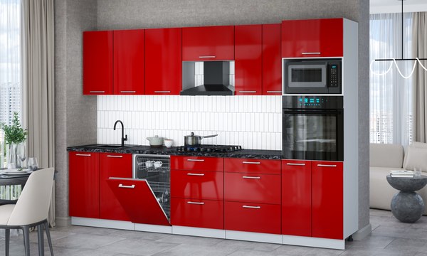 Кухонный гарнитур Интерлиния Мила Gloss 3.05-ПМ3