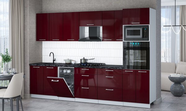 Кухонный гарнитур Интерлиния Мила Gloss 3.05-ПМ3