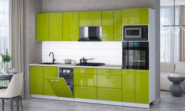 Кухонный гарнитур Интерлиния Мила Gloss 3.05-ПМ3