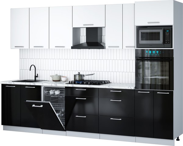 Кухонный гарнитур Интерлиния Мила Gloss 3.05-ПМ3 - фото