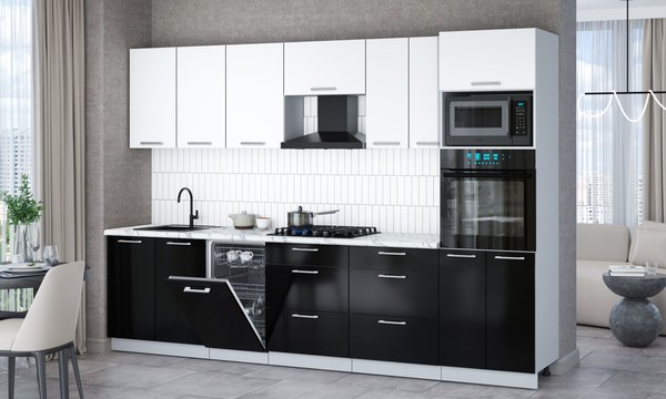 Кухонный гарнитур Интерлиния Мила Gloss 3.05-ПМ3