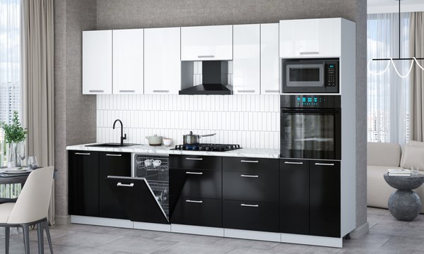 Кухонный гарнитур Интерлиния Мила Gloss 3.05-ПМ3