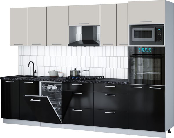 Кухонный гарнитур Интерлиния Мила Gloss 3.05-ПМ3 - фото