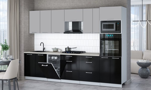 Кухонный гарнитур Интерлиния Мила Gloss 3.05-ПМ3