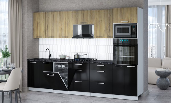 Кухонный гарнитур Интерлиния Мила Gloss 3.05-ПМ3