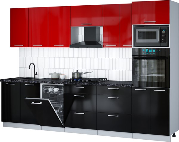 Кухонный гарнитур Интерлиния Мила Gloss 3.05-ПМ3 - фото