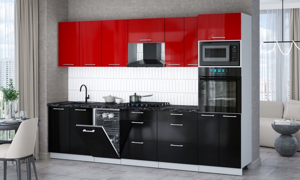 Кухонный гарнитур Интерлиния Мила Gloss 3.05-ПМ3