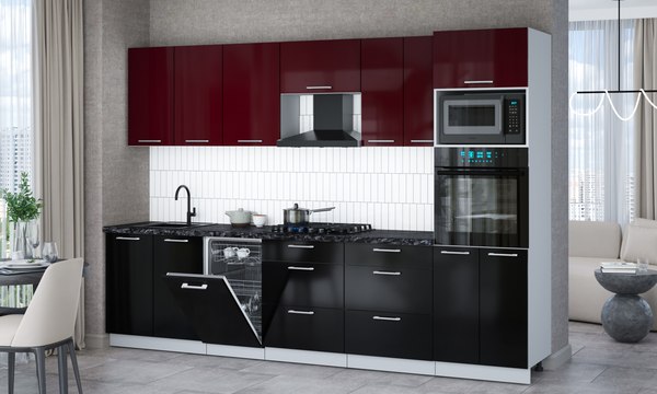 Кухонный гарнитур Интерлиния Мила Gloss 3.05-ПМ3