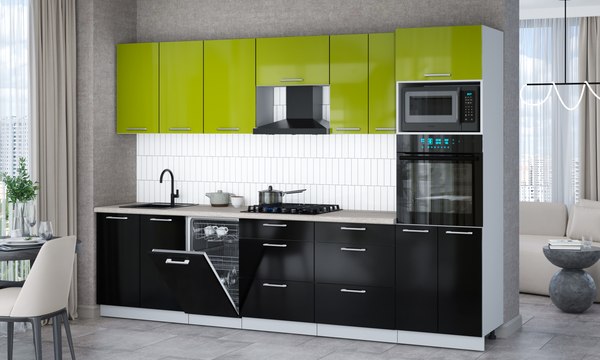 Кухонный гарнитур Интерлиния Мила Gloss 3.05-ПМ3