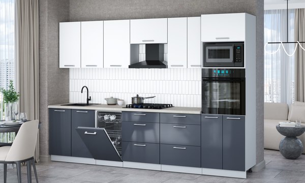 Кухонный гарнитур Интерлиния Мила Gloss 3.05-ПМ3