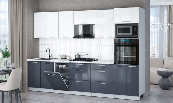 Кухонный гарнитур Интерлиния Мила Gloss 3.05-ПМ3