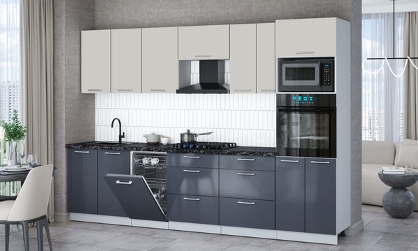 Кухонный гарнитур Интерлиния Мила Gloss 3.05-ПМ3