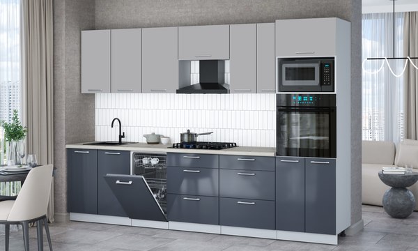 Кухонный гарнитур Интерлиния Мила Gloss 3.05-ПМ3