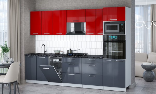 Кухонный гарнитур Интерлиния Мила Gloss 3.05-ПМ3