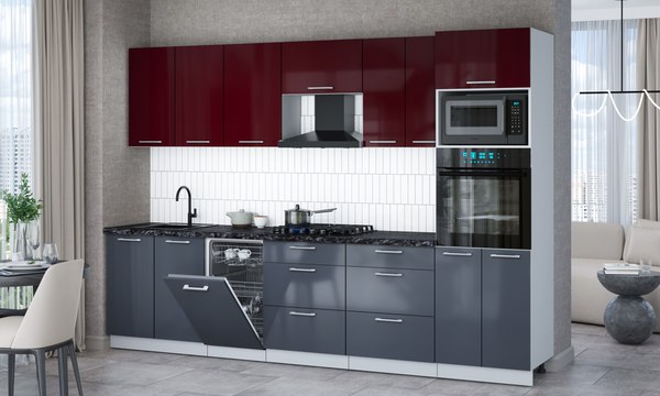 Кухонный гарнитур Интерлиния Мила Gloss 3.05-ПМ3