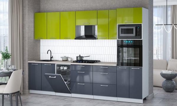 Кухонный гарнитур Интерлиния Мила Gloss 3.05-ПМ3