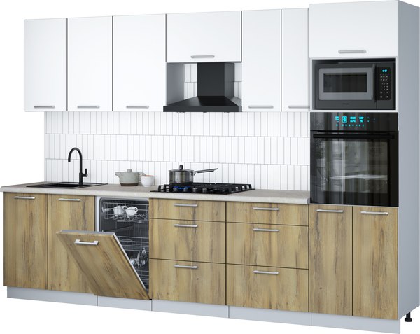 Кухонный гарнитур Интерлиния Мила Gloss 3.05-ПМ3 - фото