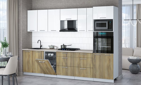 Кухонный гарнитур Интерлиния Мила Gloss 3.05-ПМ3